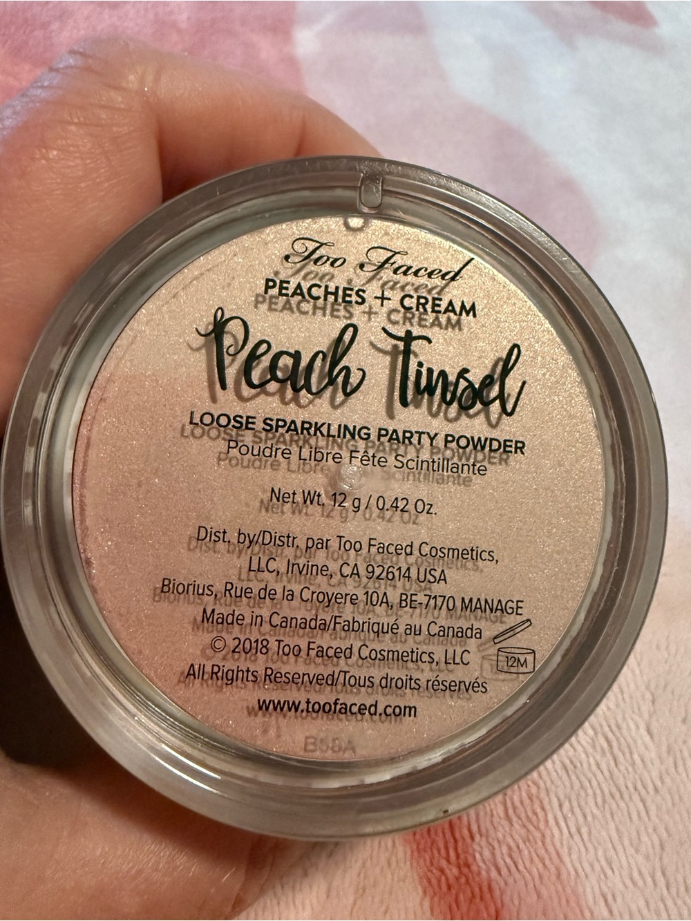 Awesome Too Faced PEACH TINSEL Peaches + Cream Loose Sparkling Powder - Picture 10 of 10